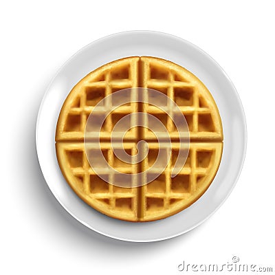 Top view of belgian waffle Vector Illustration