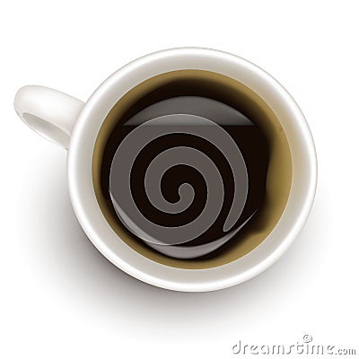 Top view of black coffee cup. Vector Illustration