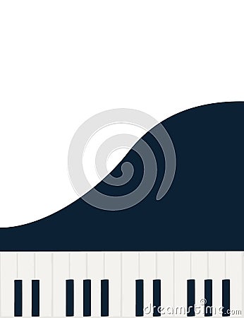 Top view of black and white piano keys with abstract flowing flat vector illustration Cartoon Illustration