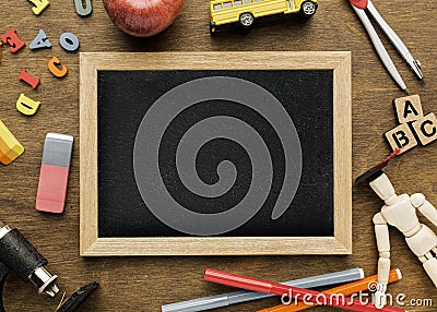 Top view blackboard with letters apple. High quality and resolution beautiful photo concept Stock Photo