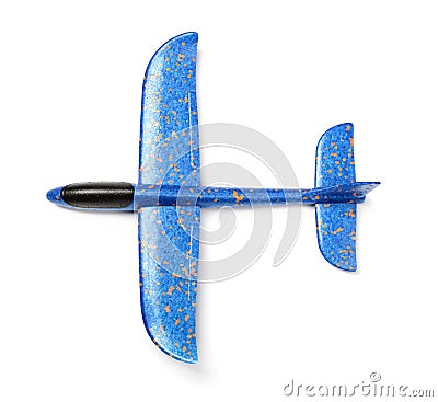 Top view of blue foam glider plane Stock Photo