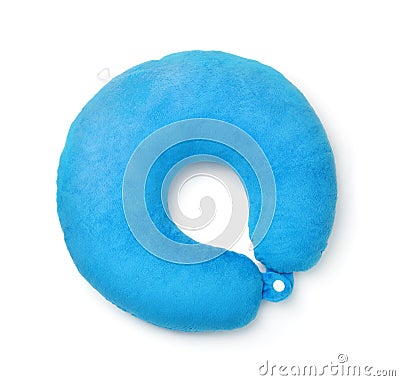 Top view of blue foam neck pillow Stock Photo