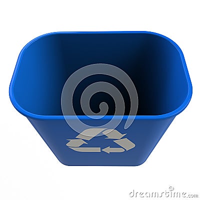 Top view of blue recycling bin on a white background Stock Photo