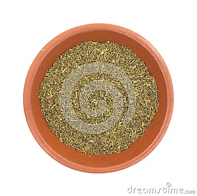 Top view of a bowl of dill weed Stock Photo