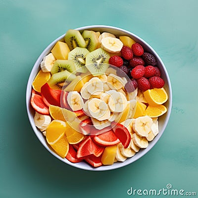 Top View of a Bowl of Fruit Chips. Flat lay, Copy space Stock Photo