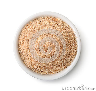 Top view of bowl full of breadcrumbs Stock Photo