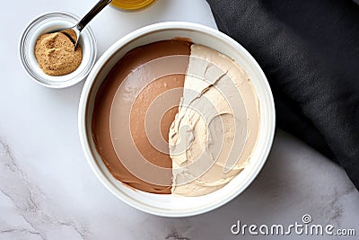 top view of a bowl of homemade facial mask mixture Stock Photo