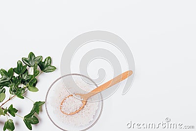 Top view bowl of natural sea salt Stock Photo