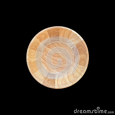 Top view bright empty wooden bowl isolated on white. Saved with Stock Photo