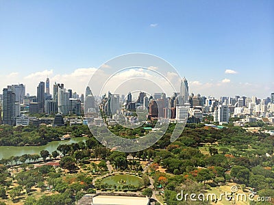 Top view building landscape city, blue sky Stock Photo