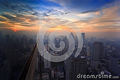 Top view building sunset time Stock Photo