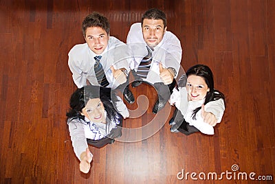 Top view of business people giving thumbs Stock Photo