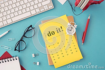 Top view calendar organizer reading glasses. High quality and resolution beautiful photo concept Stock Photo