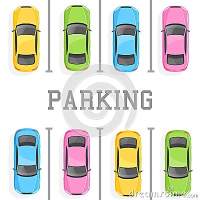 Top view of a car parking Vector Illustration