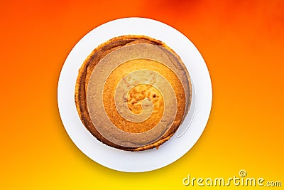 Top view cassava cake with gradient orange background Stock Photo