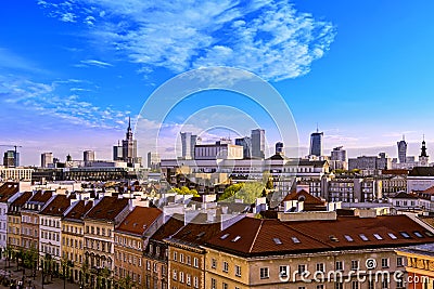 Top view of the center of Warsaw. Stock Photo