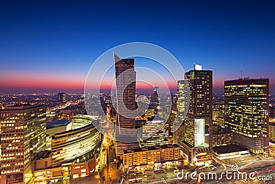 Top view of the center of Warsaw Editorial Stock Photo