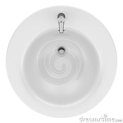 Top view of ceramic bathroom sink isolated on white Stock Photo