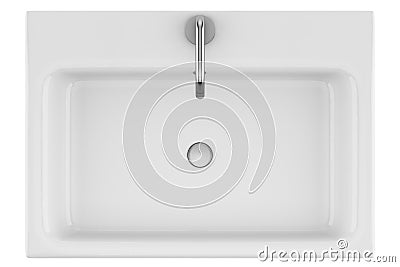 Top view of ceramic bathroom sink isolated on white Stock Photo