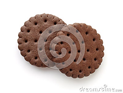 Top view of chocolate sandwich biscuits Stock Photo