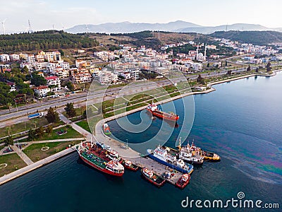 Top view of city of Aliaga. Turkey Stock Photo