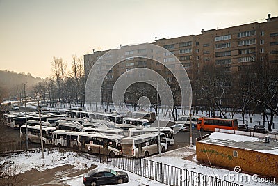 Bus station Balashikha-2. Balashikha, Russia. Editorial Stock Photo