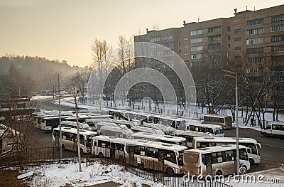 Bus station Balashikha-2. Balashikha, Russia. Editorial Stock Photo