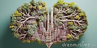 Top view of city park in form of lungs, concept of Greenery, created with Generative AI technology Stock Photo