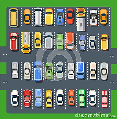 Top view of a city parking Vector Illustration