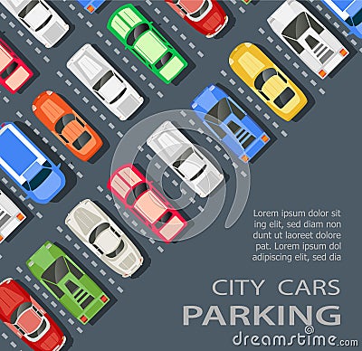 Top view of a city parking Vector Illustration