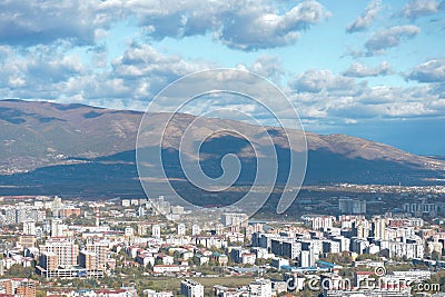 top view of the city of Skopje, the capital of North Macedonia Editorial Stock Photo