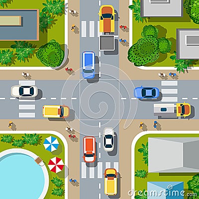 Top view of the city Vector Illustration