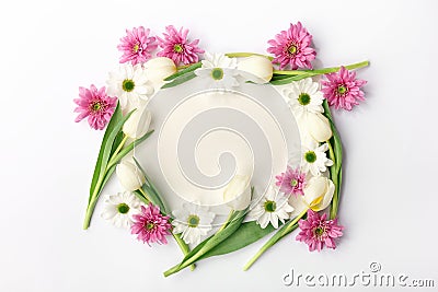 Clear paper and soft flowers Stock Photo