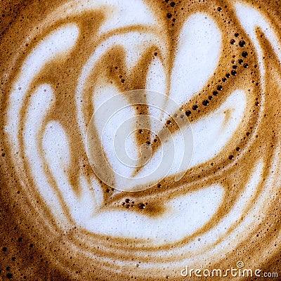 Top view close up image of cup of coffee with creative milk decoration Stock Photo