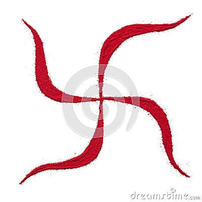 Top view close up of red color swastik. Stock Photo