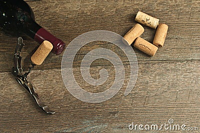 Top view of an un open bottle of vintage, french , red wine Stock Photo