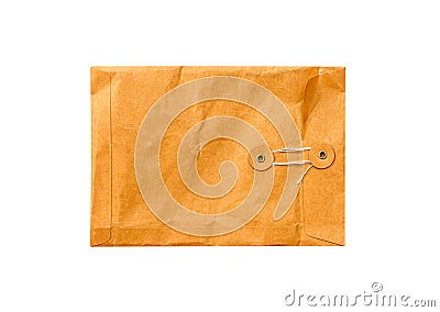 Top view closed brown envelope isolated on white background and clipping path Stock Photo