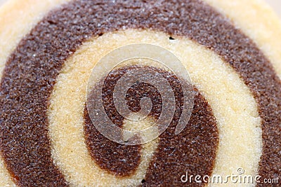 Top view of Closed up vanilla and chocolate swirl butter cookie, for texture and background Stock Photo