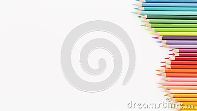 top view collection colourful pencils with copy space. High quality photo Stock Photo