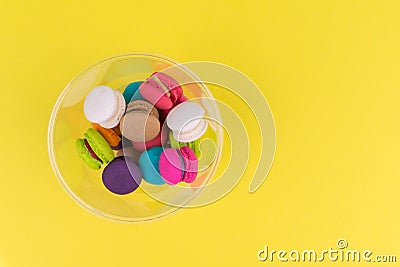 Top view of colorful mini macarons Stock Photo