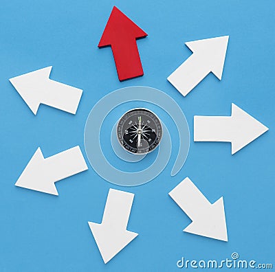 top view compass with arrows. High quality photo Stock Photo