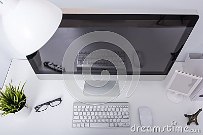Top view computer monitor Stock Photo