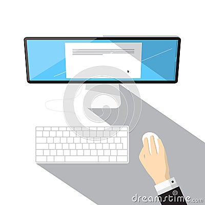 Top View Computer Vector Illustration