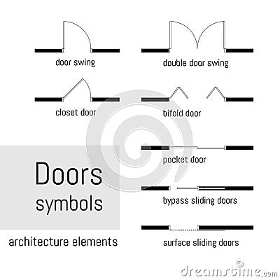 Top view, construction symbols used in architecture plans, graphic design elements. Vector illustration. Vector Illustration