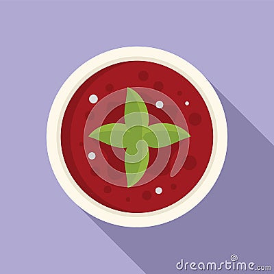 Top view cream soup icon flat vector. Aliment serving Vector Illustration