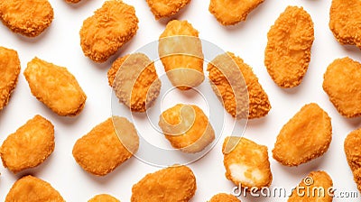 top view crispy golden chicken nuggets on white unhealthy Fast food Stock Photo