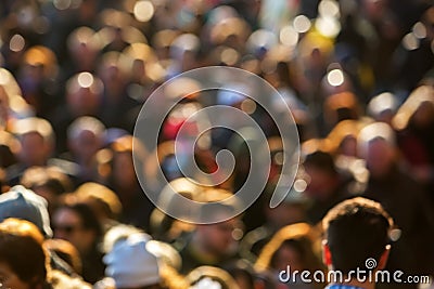 Top view of a crowd of people out of focus Stock Photo