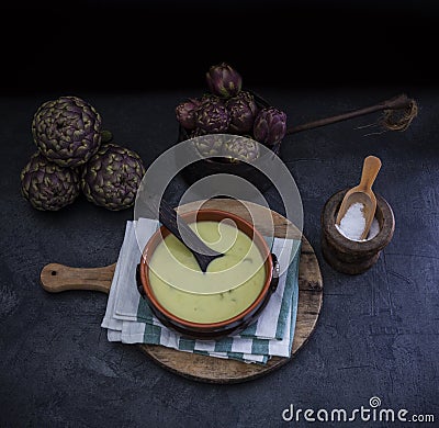 Soup of artichokes Stock Photo