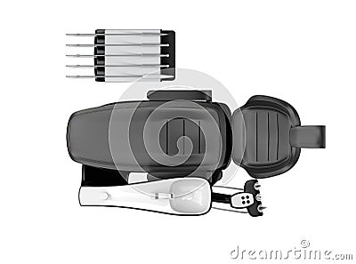 Top view of dentist chair on white background Stock Photo