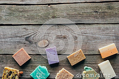 Top view of different natural homemade soap Stock Photo